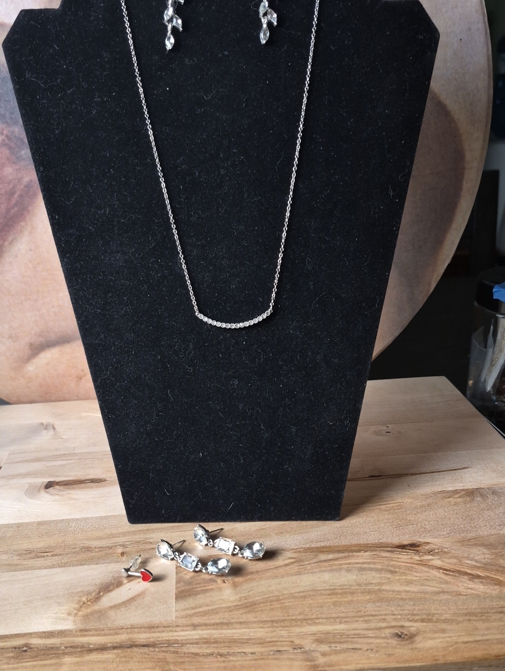 Brooks Brothers Silver Crystal Curved Bar Necklace